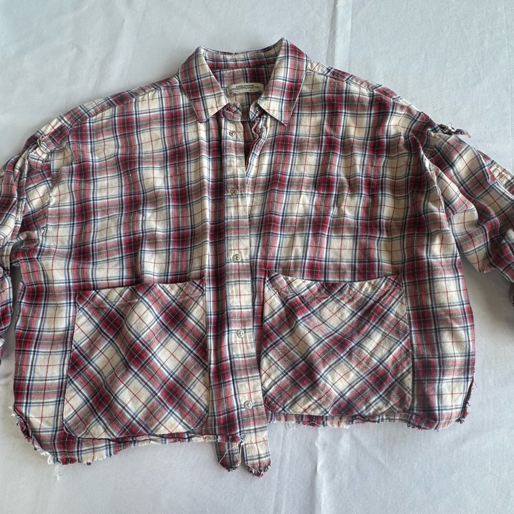 Zara Women Denim Collection Plaid Crop Top Size Small